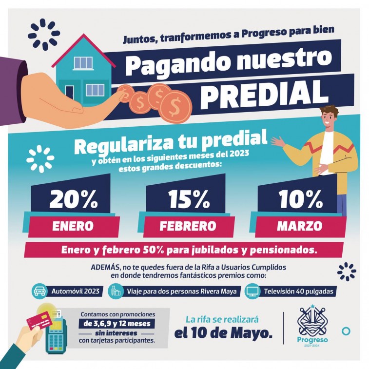 Ayuntamiento de Progreso invitan a usuarios a aprovechar los descuentos en pagos de Predial, las promociones de los servicios de agua potables y recolección de basura 