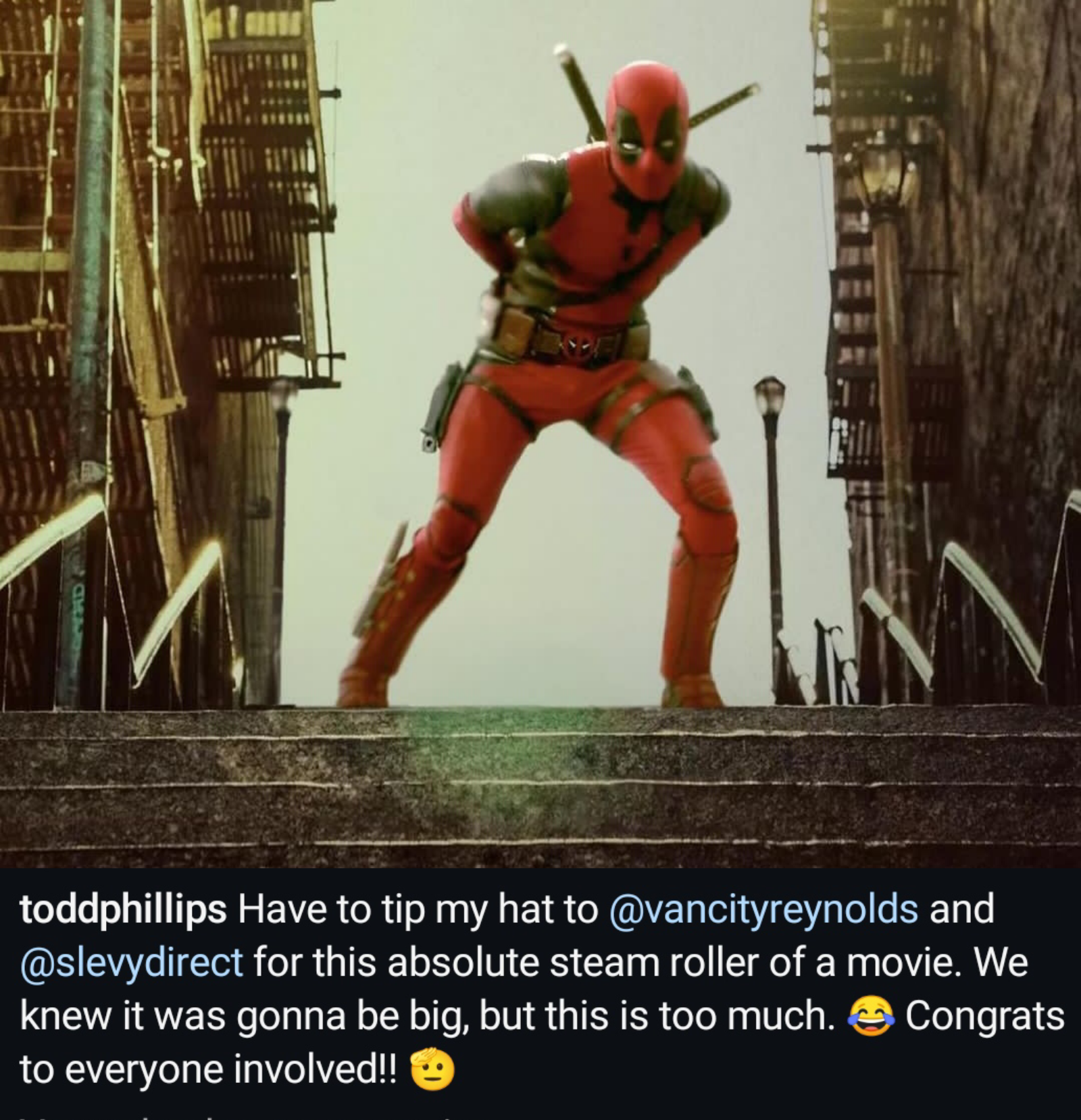 EL DIRECTOR DE JOKER FELICITA A RYAN REYNOLDS Y SHAWN LEVY POR EL ÉXITO DE DEADPOOL & WOLVERINE